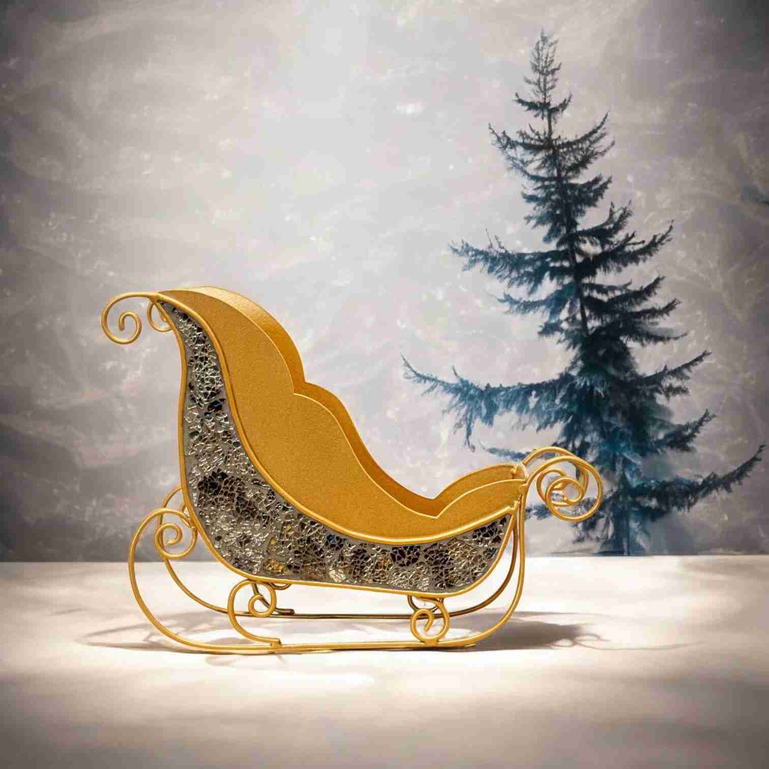 Premium Golden Glitter Sleigh