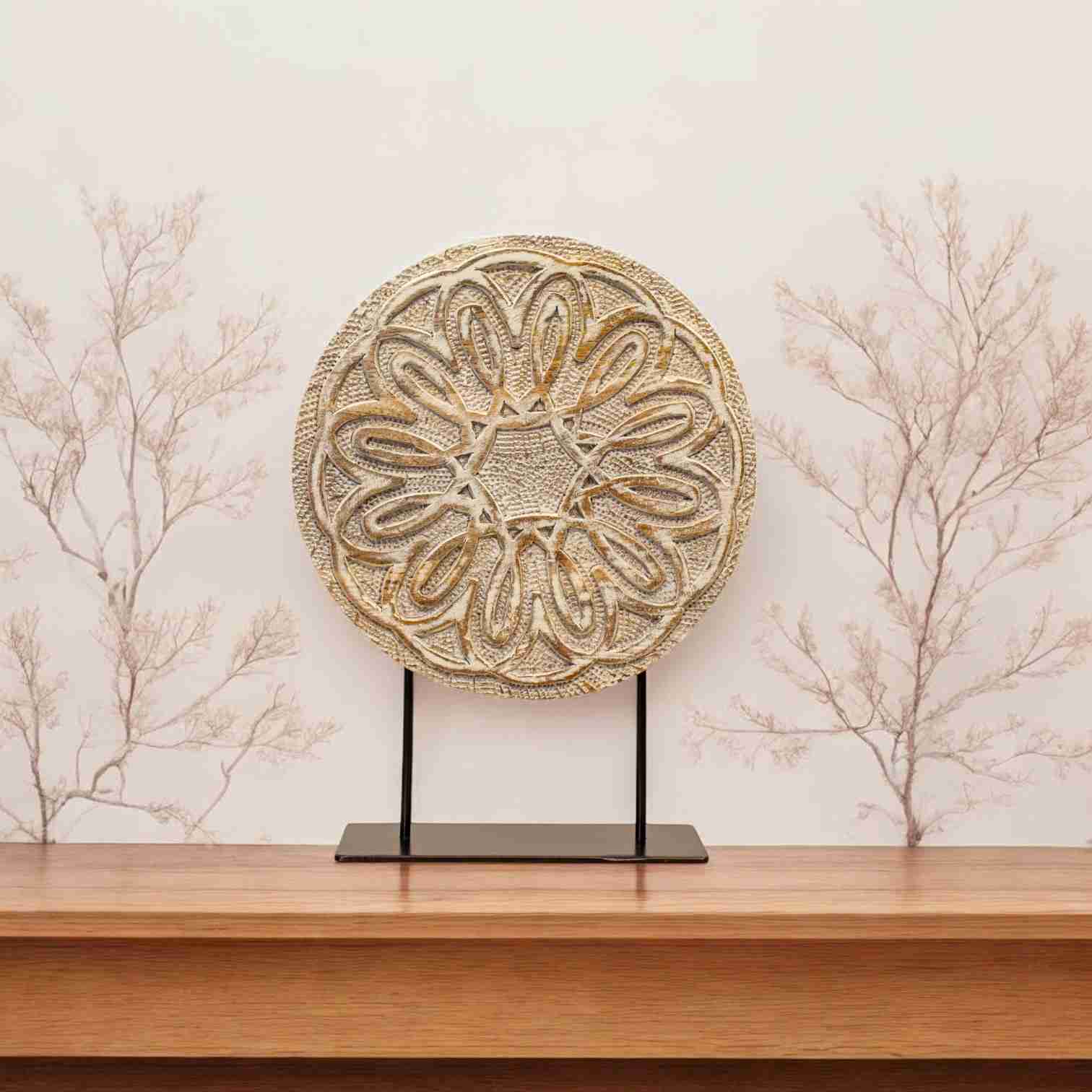 Wooden Hand-Carved Mandala Decor