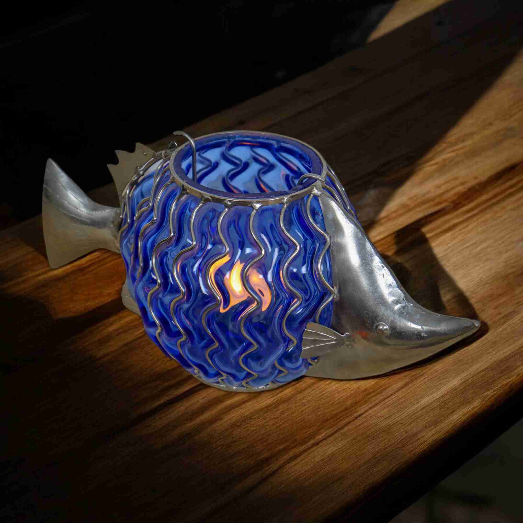Ocean's Glow Blown Glass Votive
