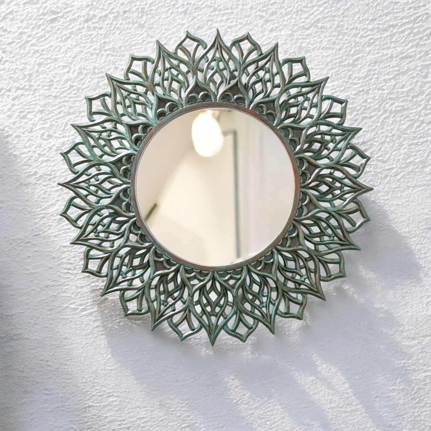 Intricate Mandala Leaf Wall Mirror