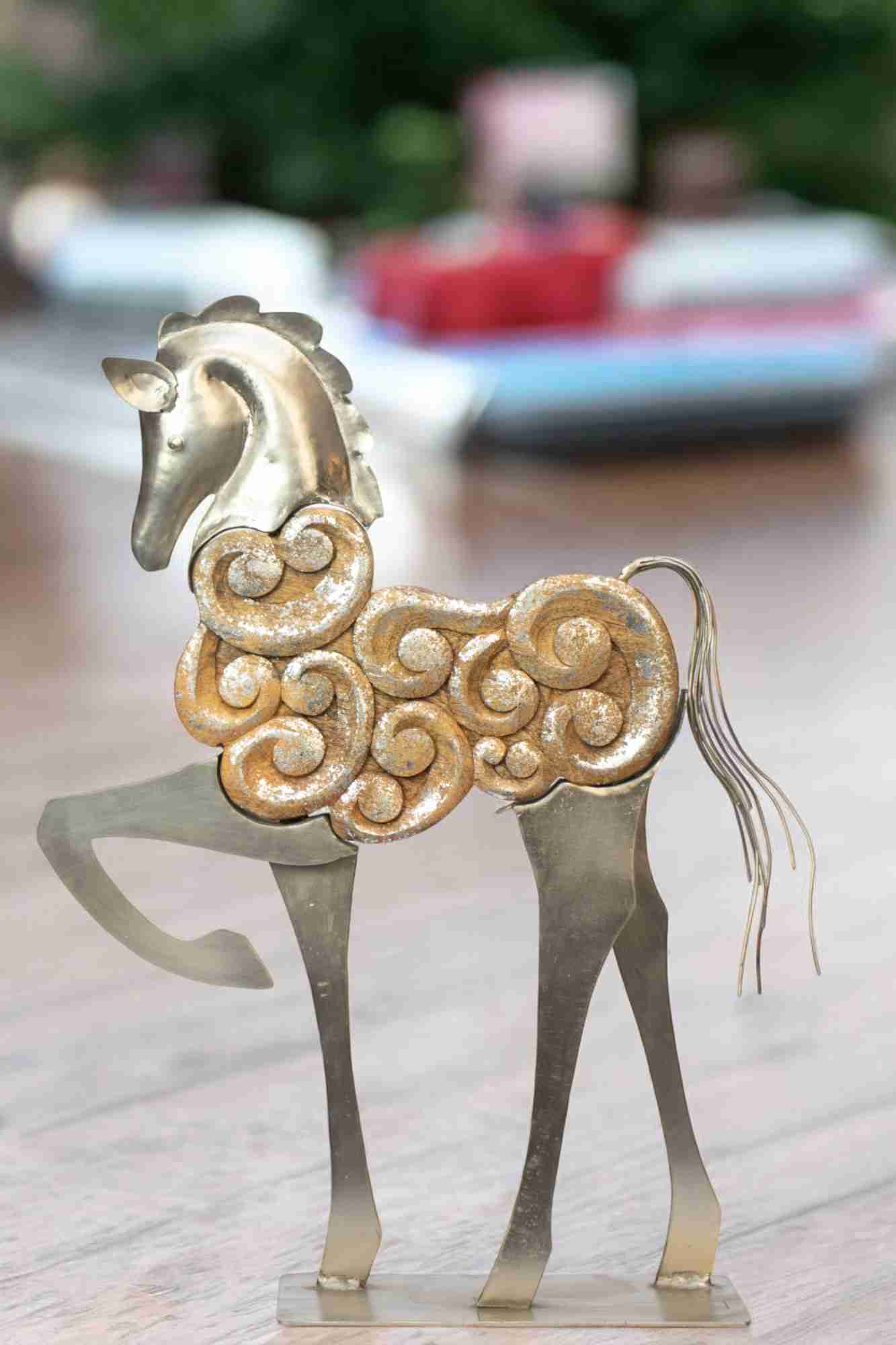 Celestial Stallion - Gold Metal Horse Sculpture