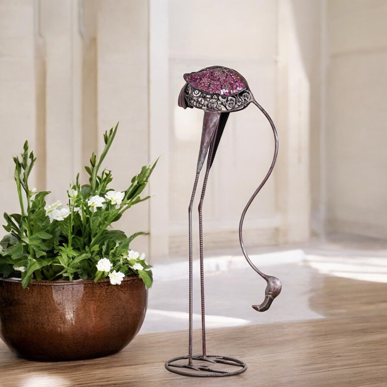 Rosy Rhapsody - Metal Flamingo Sculpture