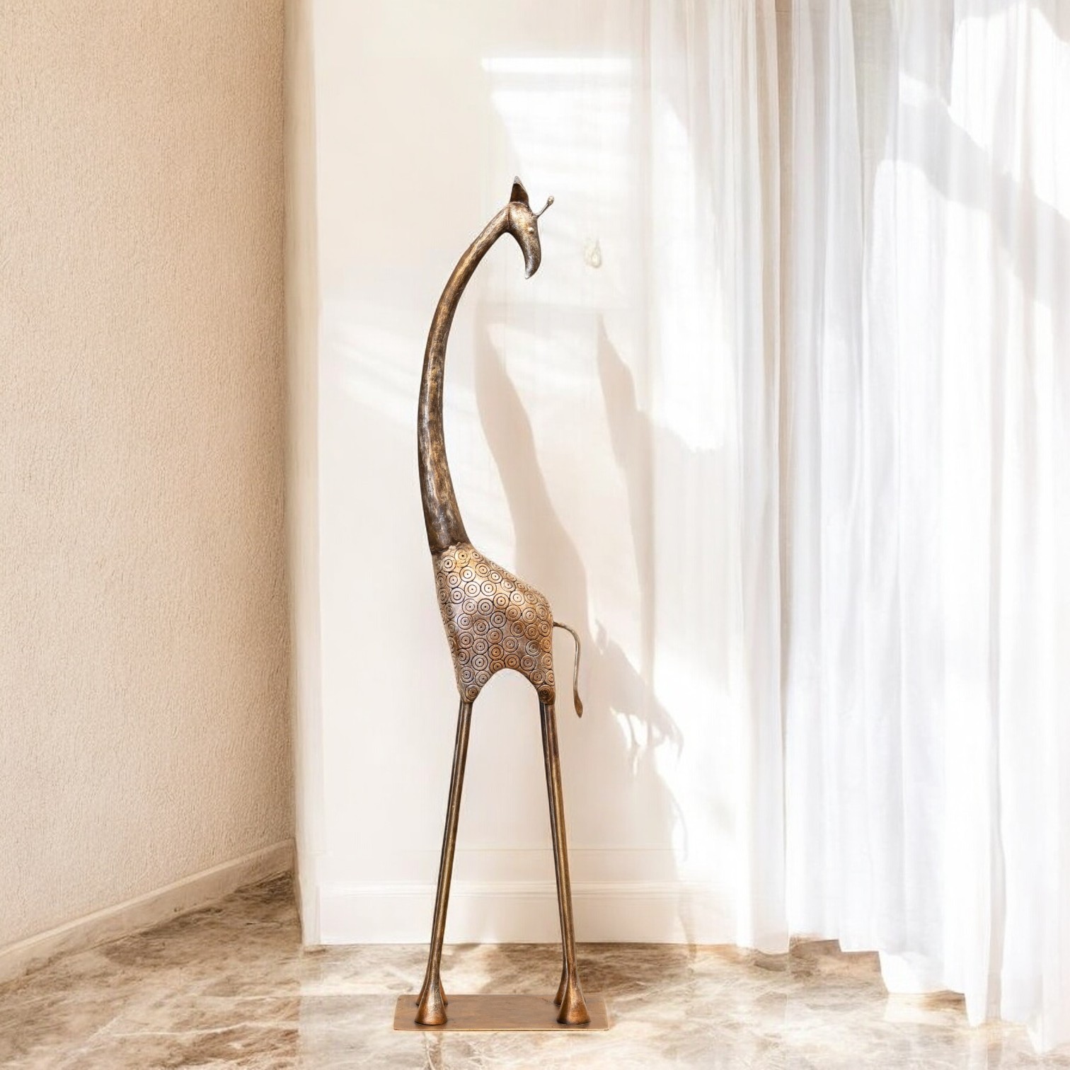 Swirling Savanna - Whimsical Metal Giraffe Sculpture
