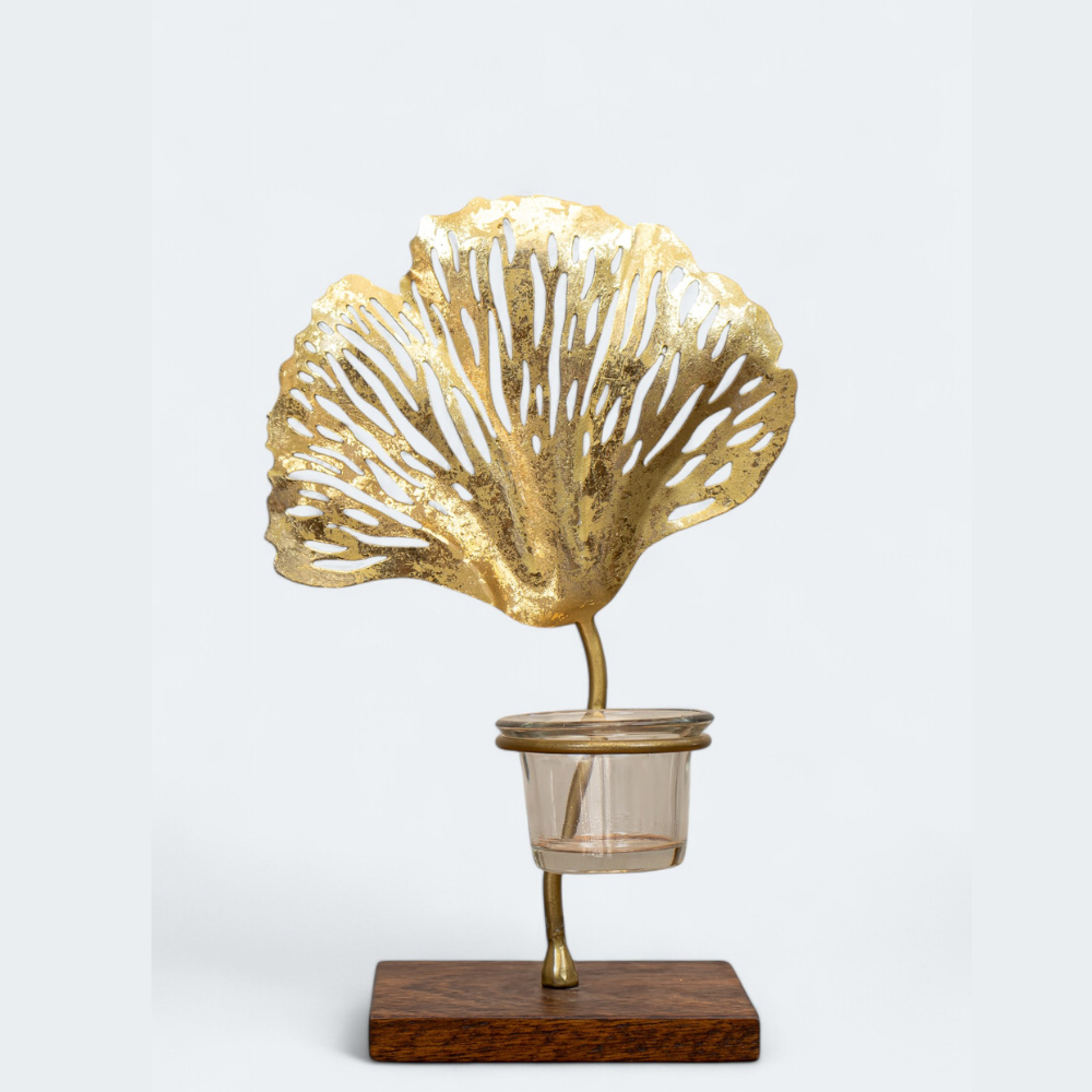 Ginkgo Leaf Votive Candle Holder