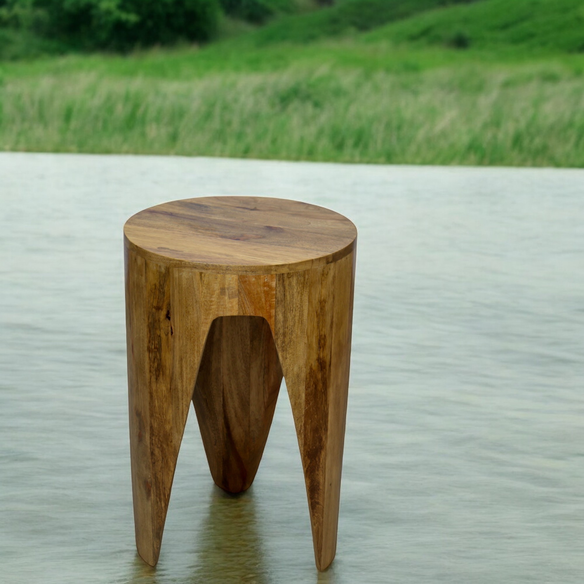 Wooden Side Round Table for Living Room
