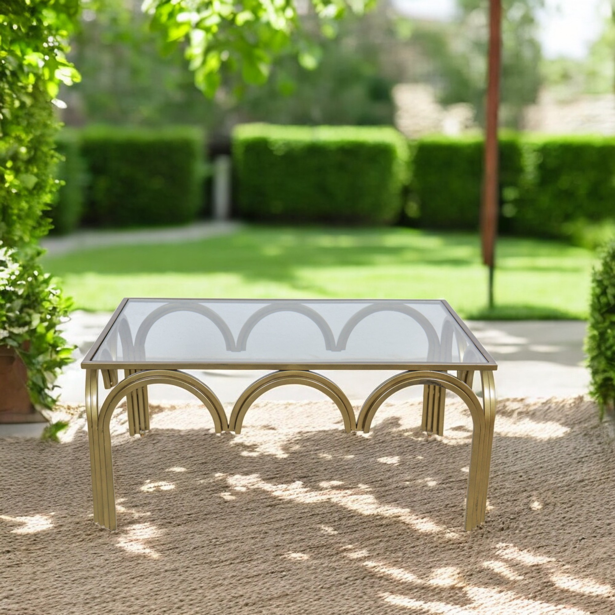 Vintage Inspire Crystal and Brass Center Table