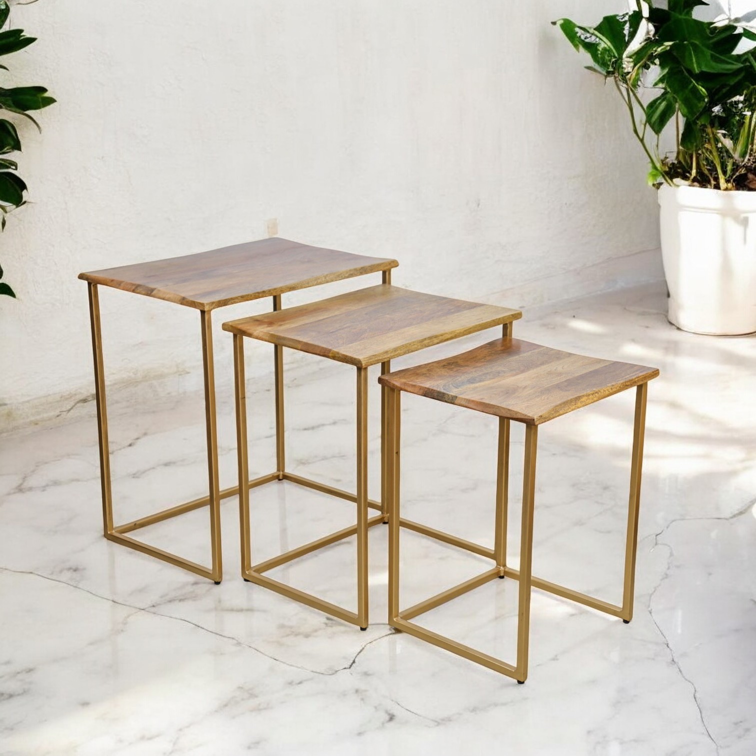 Wooden and Iron Nesting Table