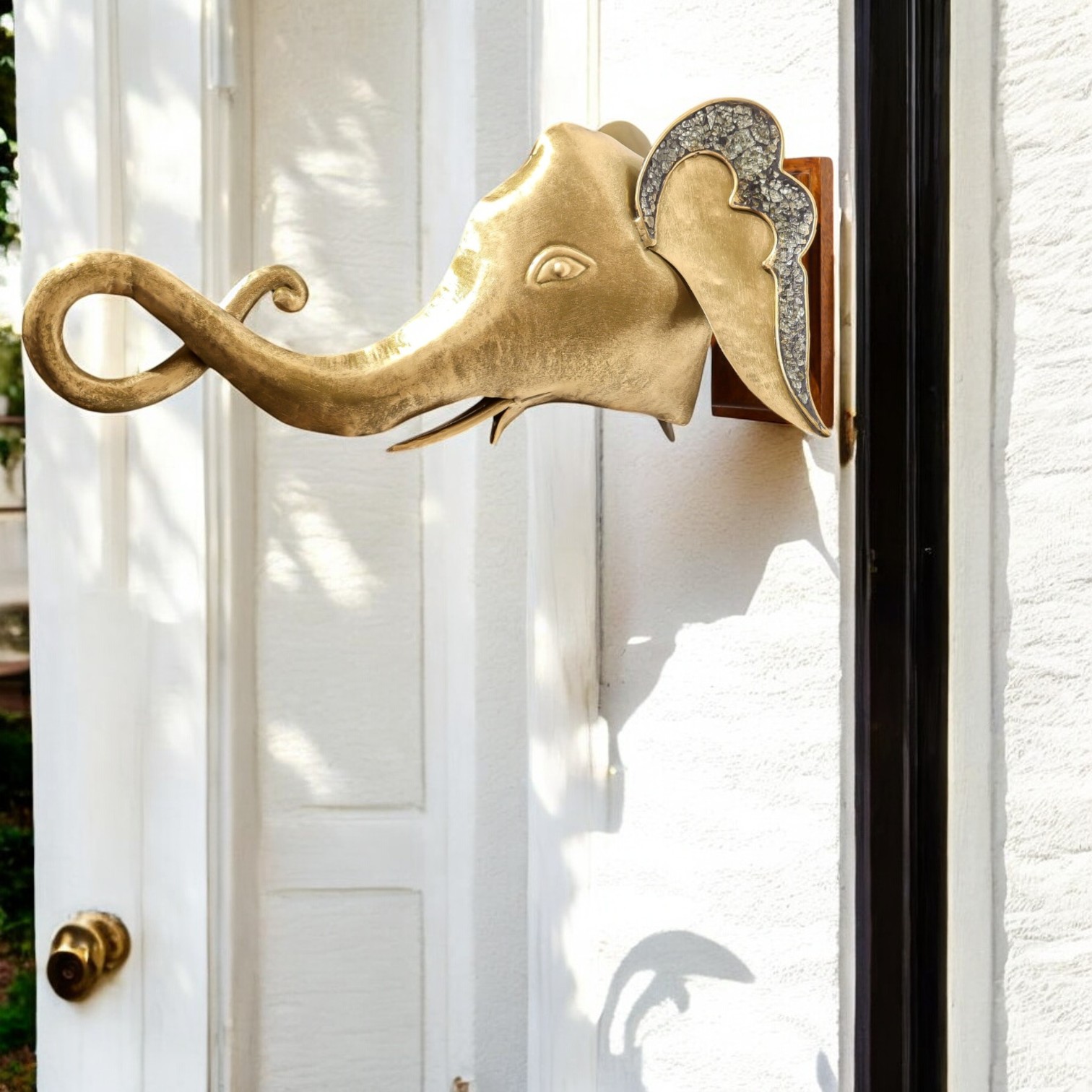 Golden Metal Elephant Head wall Decor
