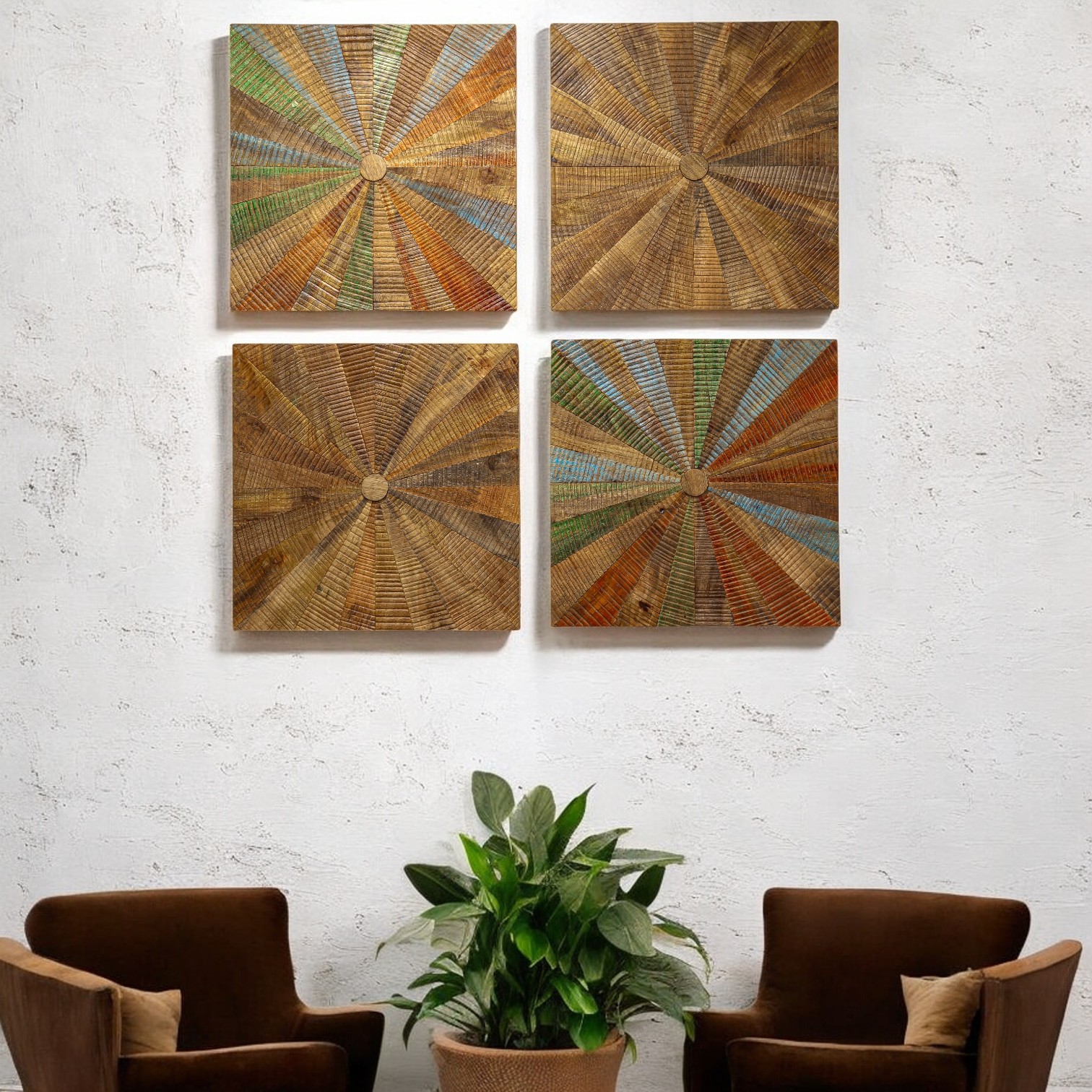 Abstract Design 4 PC Wooden Wall Decor