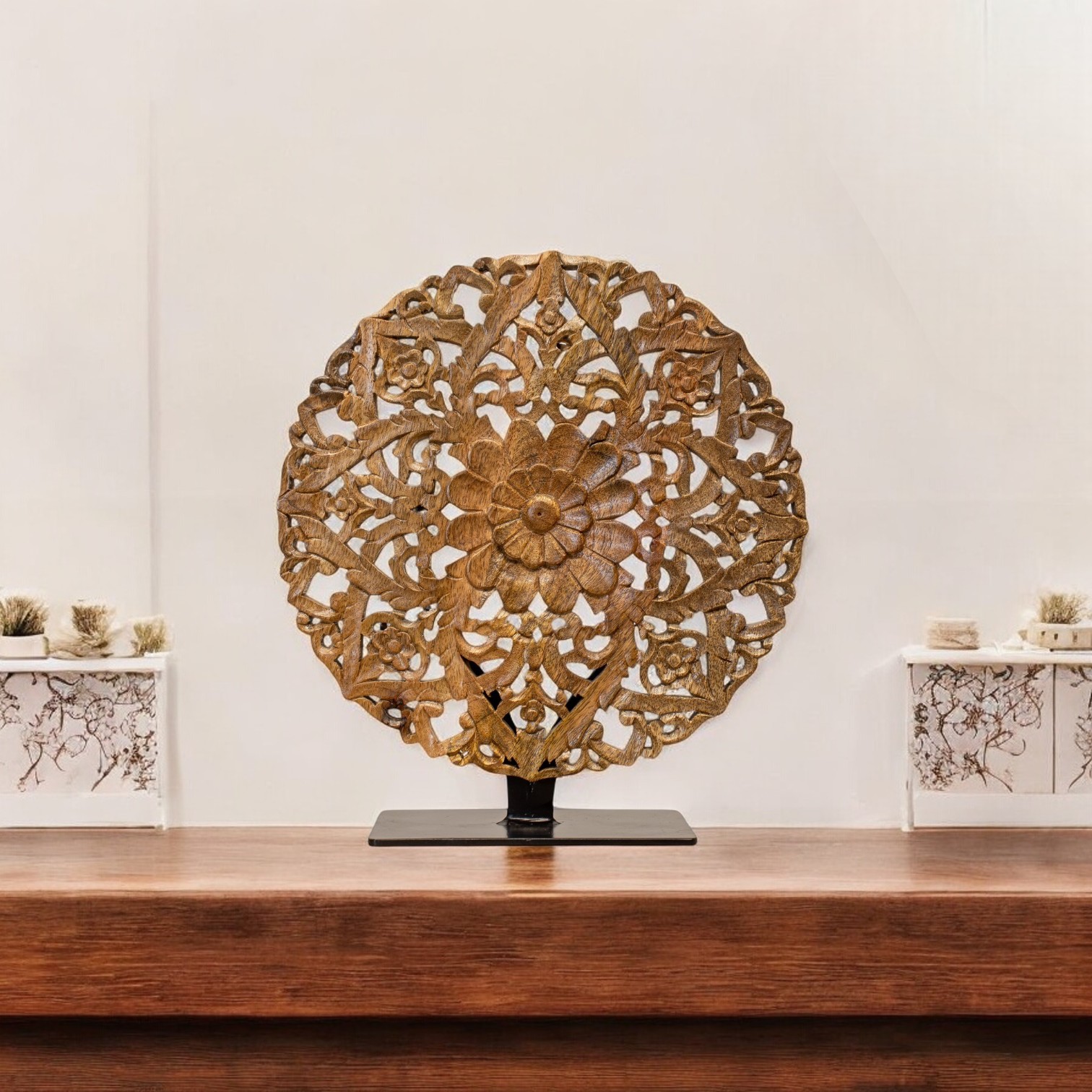 Wooden Discs Floral Design Decor