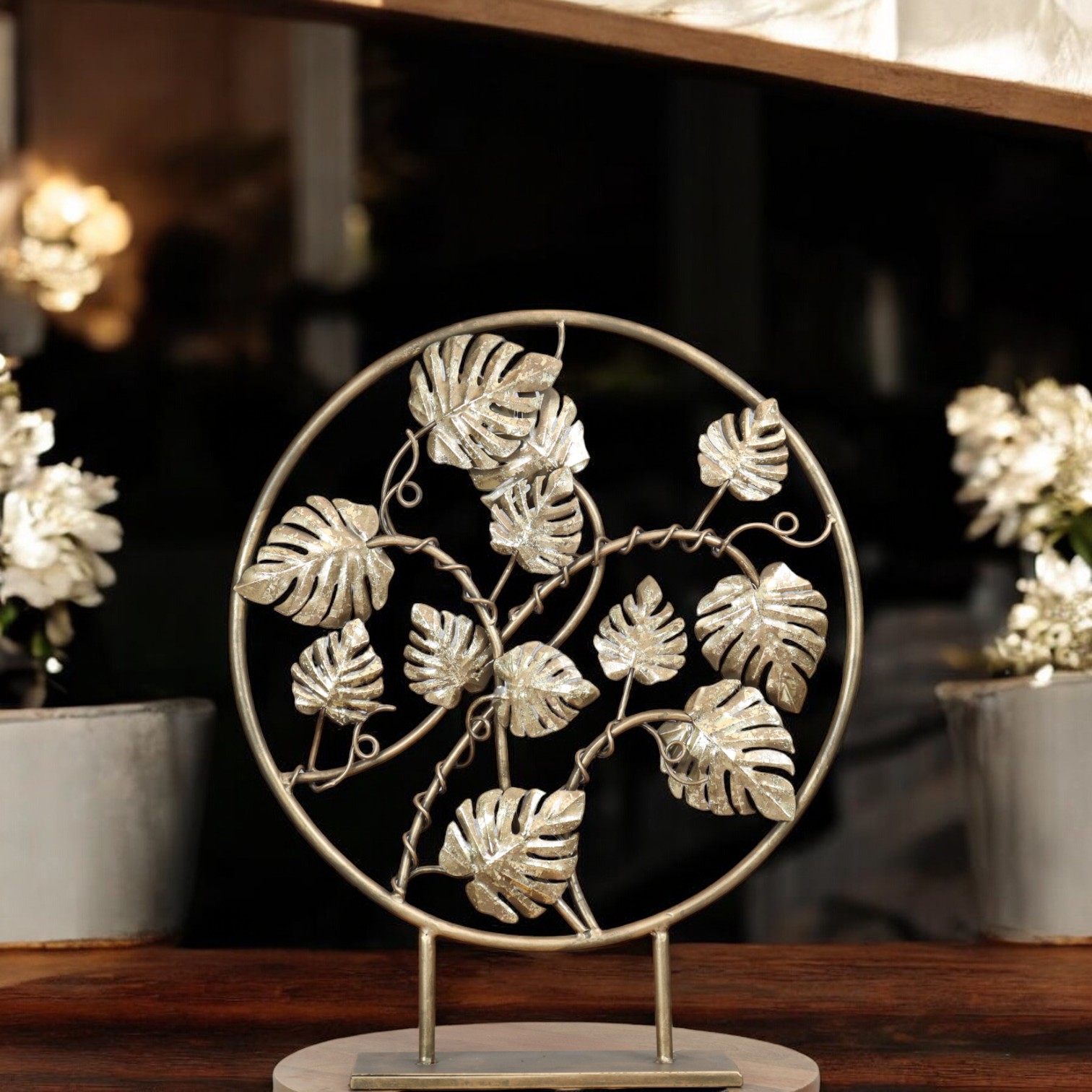 Golden Grove-Intricate Metal Leaf Art