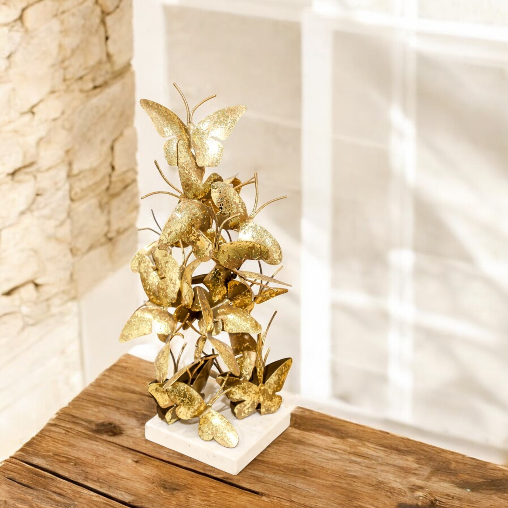 Stone Base Golden Butterfly