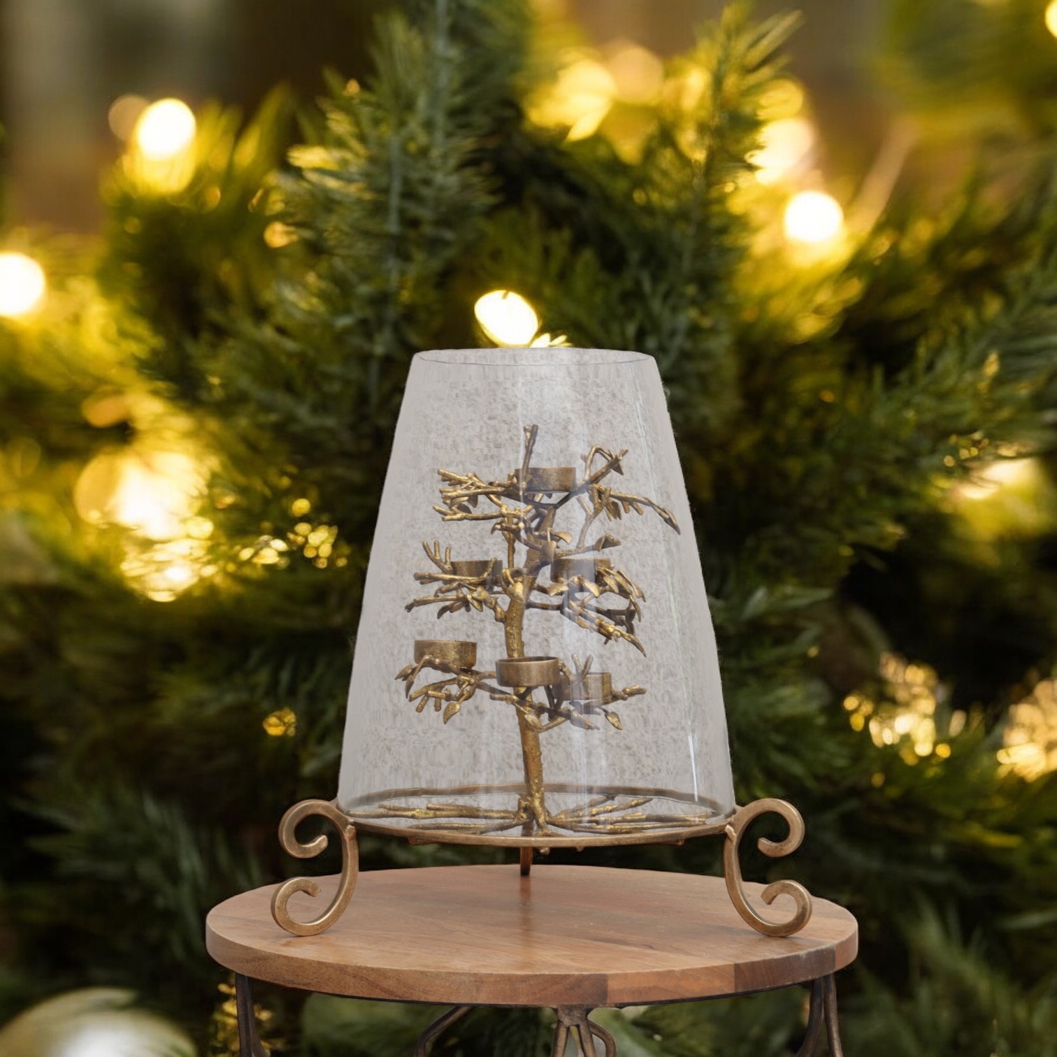 Golden Tree Votive Candle Holder