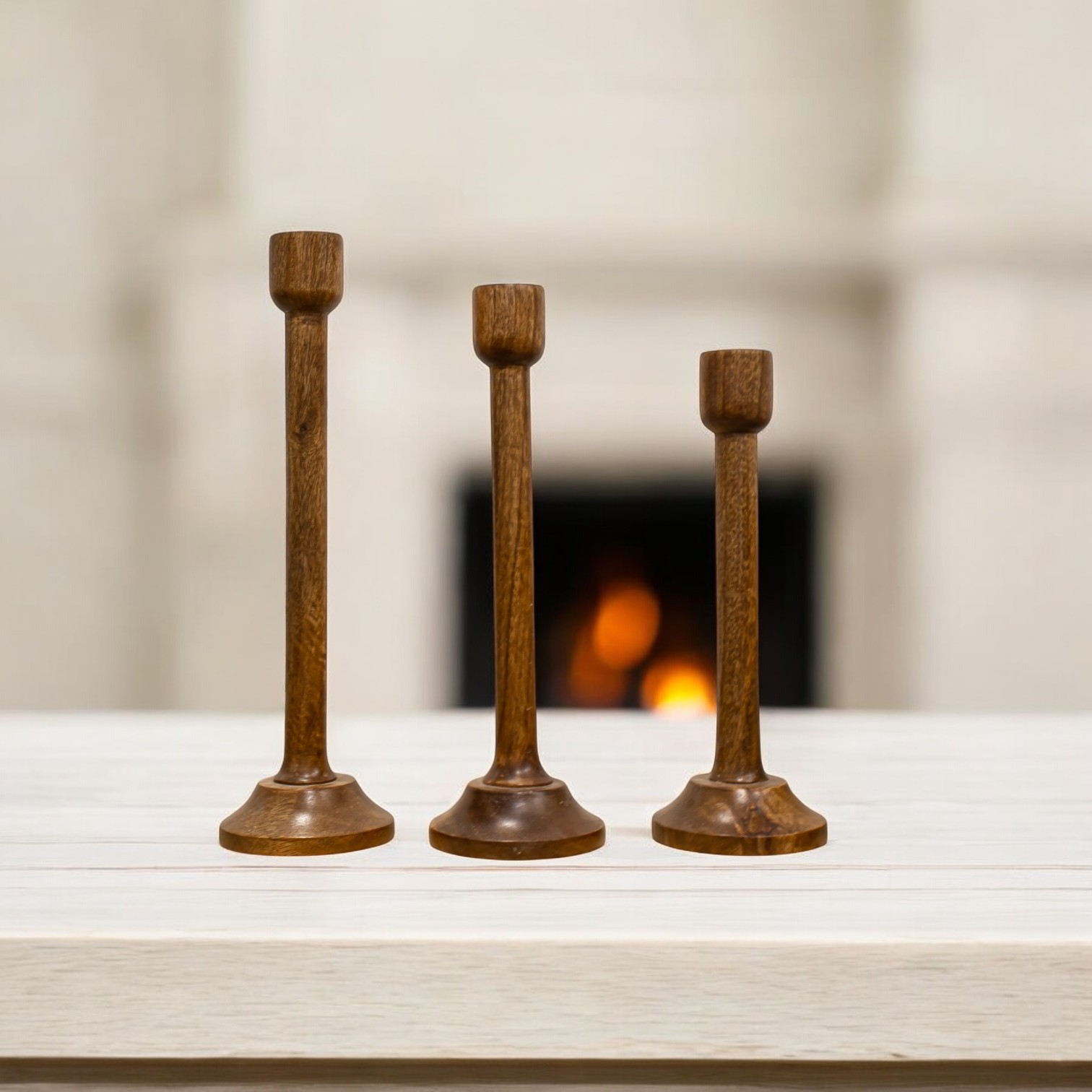 Wooden 3 Candle Holder Stand