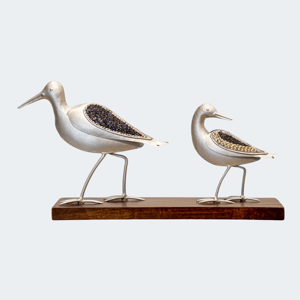 Elegant White Bird Pair Statue
