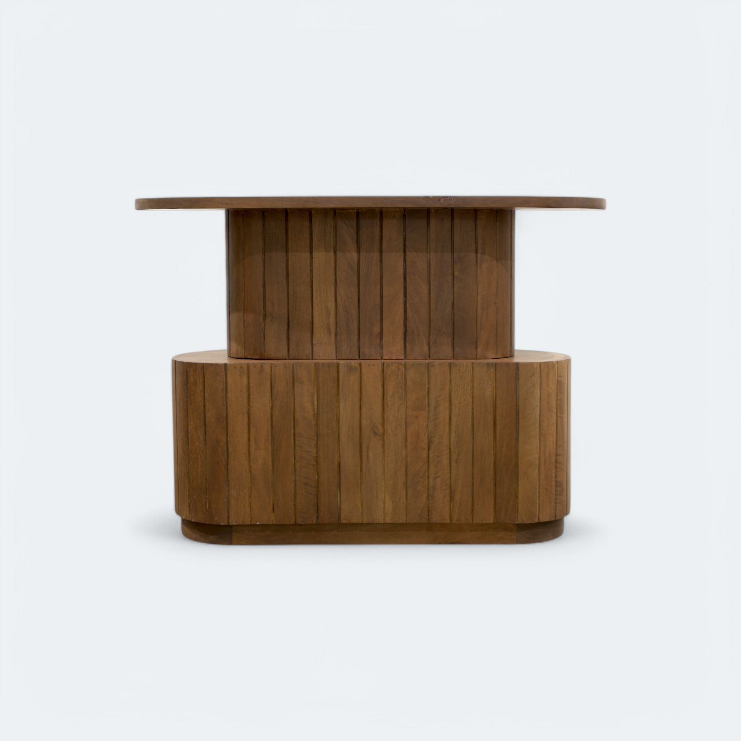 Wood Grooved Oval Table
