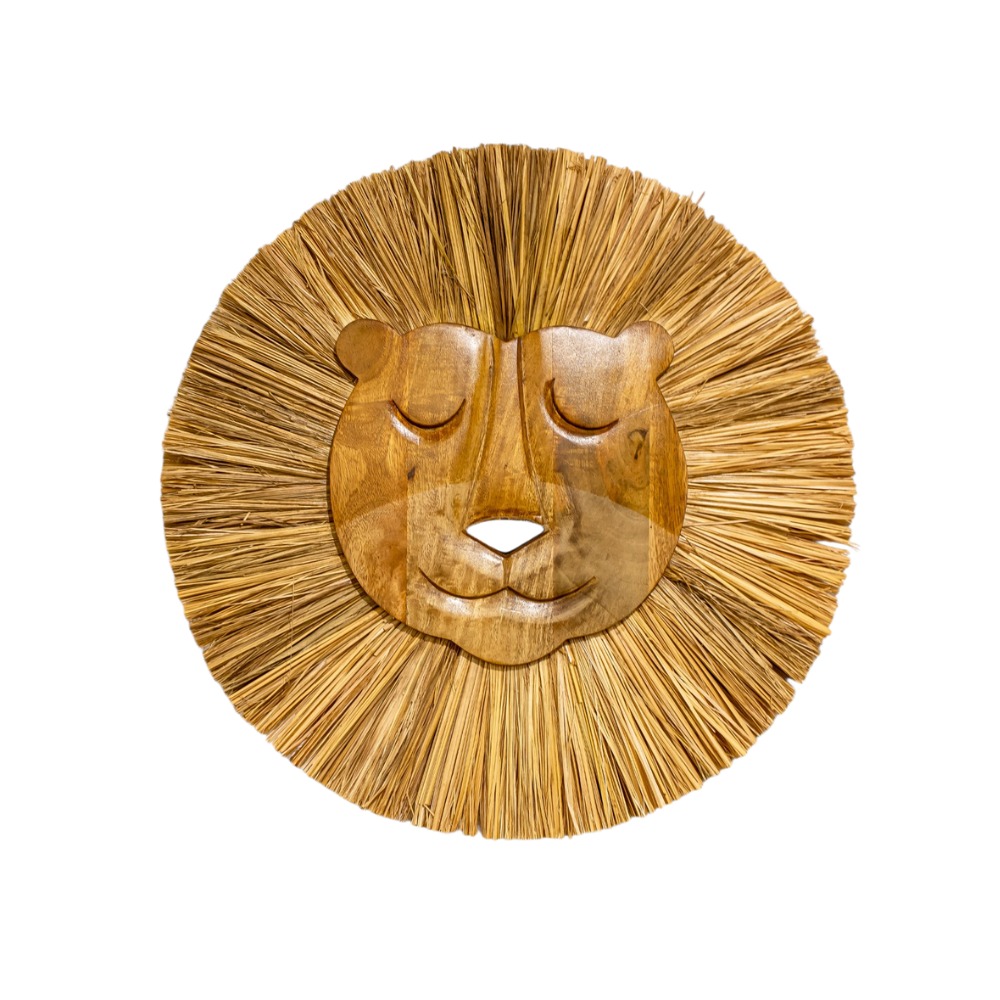 Wooden Lion Face Wall Hanging