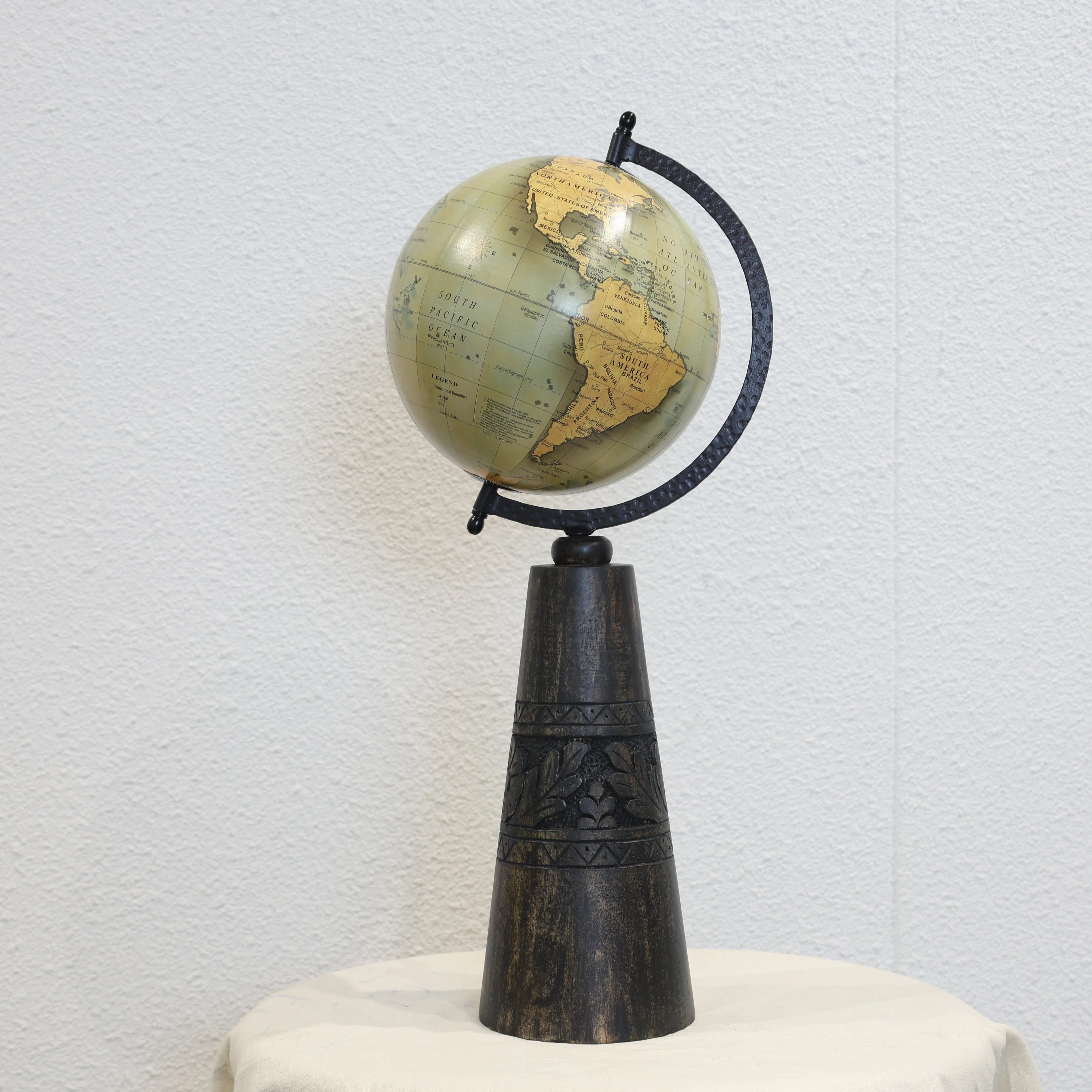 Premium Wooden Carving Leg Globe
