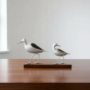 Elegant White Bird Pair Statue
