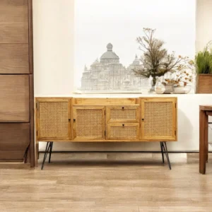 Rattan Weave Accent Cabinet