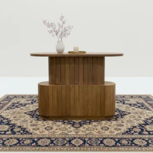 Wood Grooved Oval Table