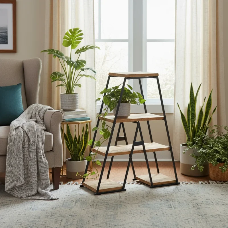 FDS0001 wooden and iron display stand (1)