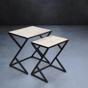 Wooden and Iron Nesting Table