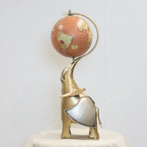 Globe Holding Elephant Sculpture - Peach