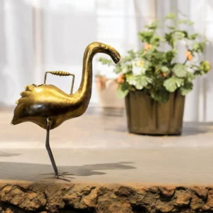 Golden Flamingo Bird Sculpture