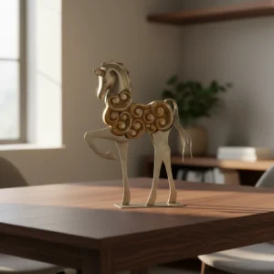 Celestial Stallion-Gold Metal Horse Sculpture
