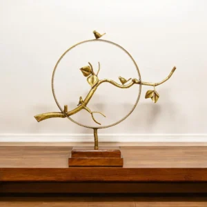 Golden Metal Bird with Tree