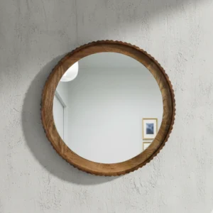 Scalloped Wood Wall Mirror