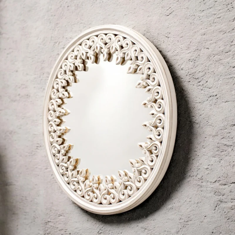 WDM0004 white wooden wall mirror (1)