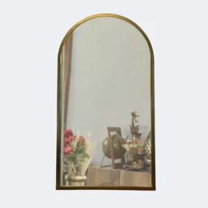 Arched Gold Metal Wall Mirror