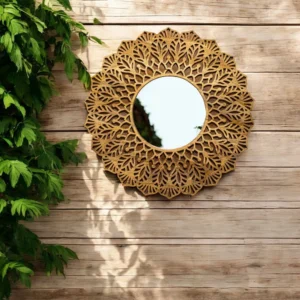 Intricately Carved Mandala Round Mirror