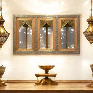 Intricately Carved Three-Panel Wall Mirror