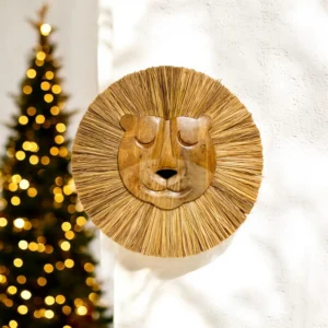 Wooden Lion Face Wall Hanging