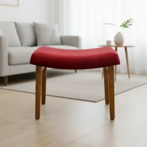Teak Wood Ottoman Foot Stool Red Pouffe