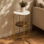 Marble Top 2 Tier End Table