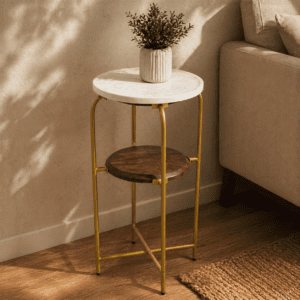 Marble Top 2 Tier End Table