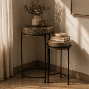 Golden Round Nesting Table Set
