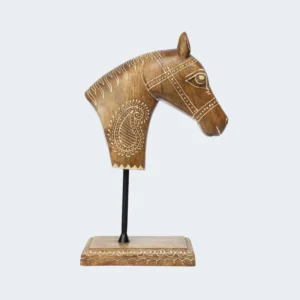 Handmade Wooden Horse Face Figurine