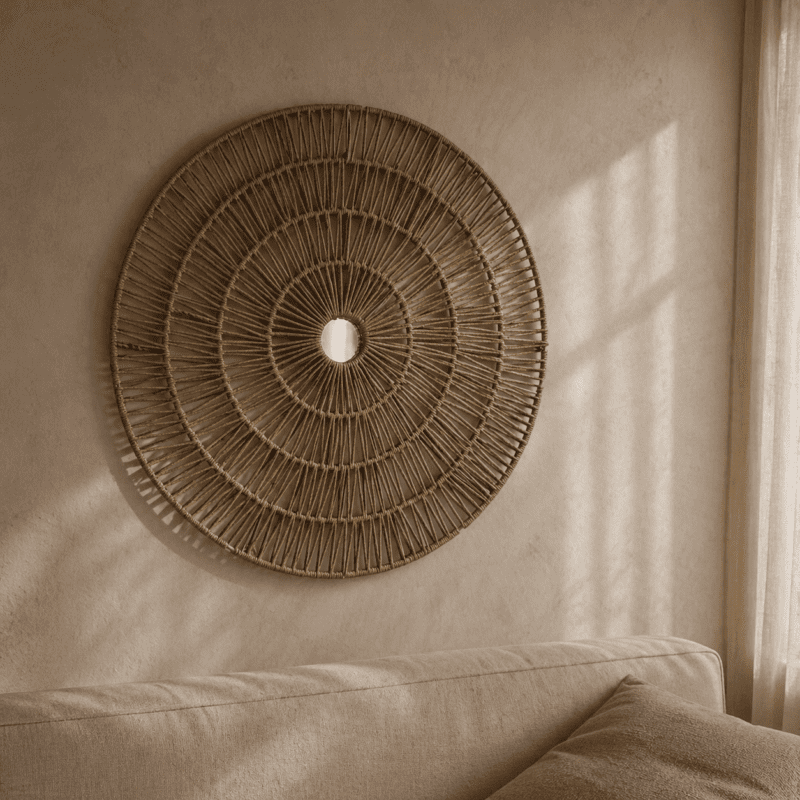 MWD0015 Unique Jute Rope Wheel Wall Sculpture