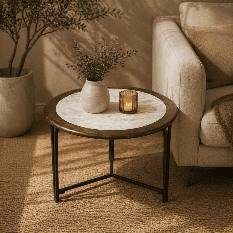 SCT0010 Marble Top Solid Wood Center Table Marble Top Solid Wood Center Table