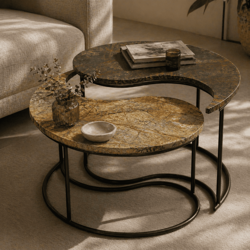 SCT0011 Marble Crescent Tables