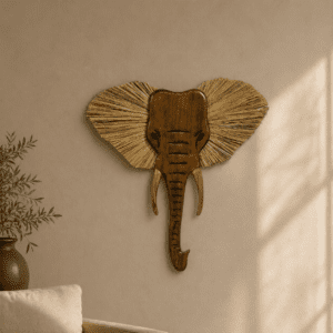Hand Carved Wooden Elephant Face