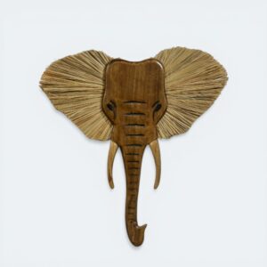 Hand Carved Wooden Elephant Face