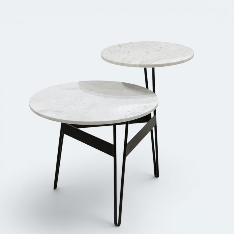 FAT0007 Aura 2-Tier Round White Marble End Table (1)