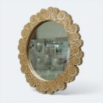 Floral-Carved Round Mirror