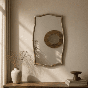 Globe West Verona Wave Mirror, Antique Brass